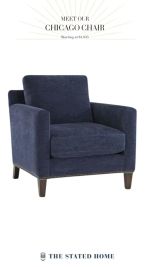One of our bestsellers, the Chicago Chair is a cozy, customizable piece that can work well in almost any space. It’s made-to-order, so add your own flair! Where to start? We’ll send you up to 10 complimentary fabric samples - just head to our site to choose which ones and you’ll have them in about a week.
